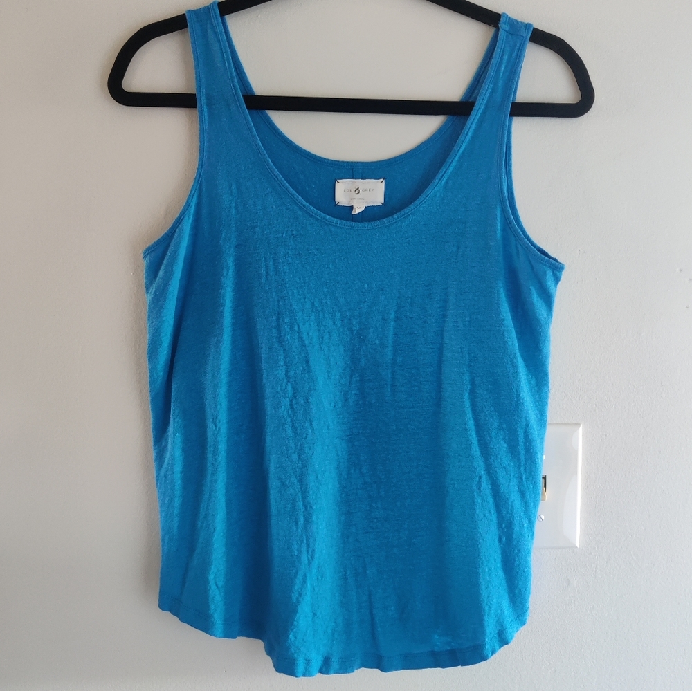 Loft Lou & Grey Bright Blue Linen Tank Top Size Medium